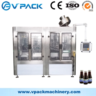 Glass bottle scew iron cap juice filling machine