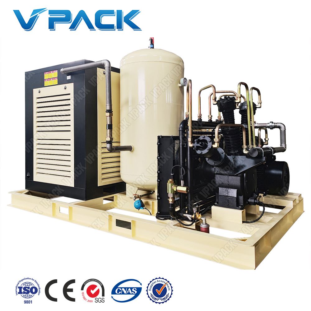 Screw air compressor with Booster